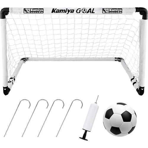 Cage Foot, Cage De Foot Enfant Exterieur, Pliable But De Football, Mini But De Foot Ensemble Jeux Avec Boule, Piquet, Pompe Et Sac, Intérieur/Extérieur - 90 X 60 X 60 Cm, Blanc