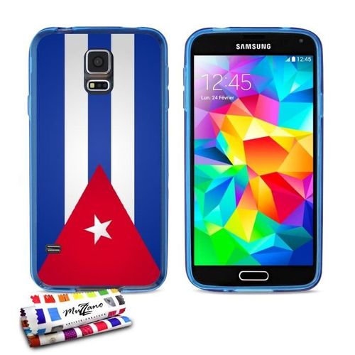 Coque Case Samsung Galaxy S5 " Drapeau Cuba " Silicone Blue Souple (Tpu)