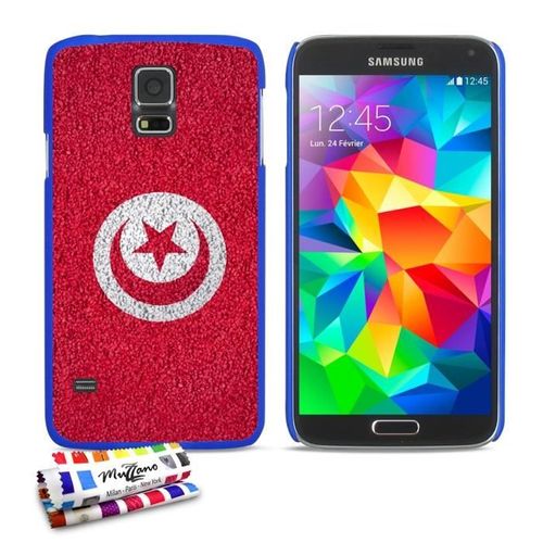 Coque Case Samsung Galaxy S5 " Drapeau Tunisie " Silicone Bleu Rigide (Tpu)