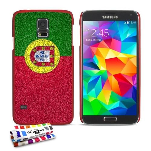 Coque Case Samsung Galaxy S5 " Drapeau Portugal " Silicone Rouge Rigide (Tpu)