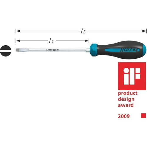 Hazet Tournevis HEXAnamic - Profil à fente - Taille: 2 x 12 - Longueur totale: 329 mm - 802-120