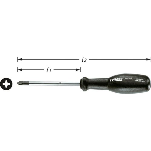 Hazet Tournevis trinamic - Profil Phillips PH - Taille: PH2 - Longueur totale: 210 mm - 803-PH2