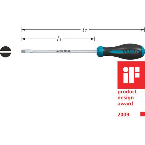 Hazet Tournevis HEXAnamic - Profil à fente - Taille: 0.8 x 4 - Longueur totale: 199 mm - 802-40