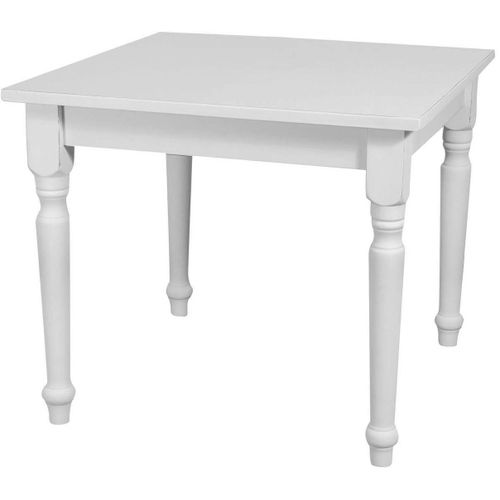 Table Style Champêtre En Tilleul Massif, Finition Blanche Antique L90xpr90xh78 Cm