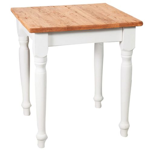 Table À Rallonge Style Champêtre En Bois Massif De Tilleul Avec Structure Antique Blanche Et Plateau En Finition Naturelle