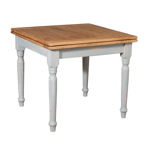 Table Extensible En Bois Massif De Tilleul, Finition Naturelle, Châssis Grise Vieillie, Made In Italy