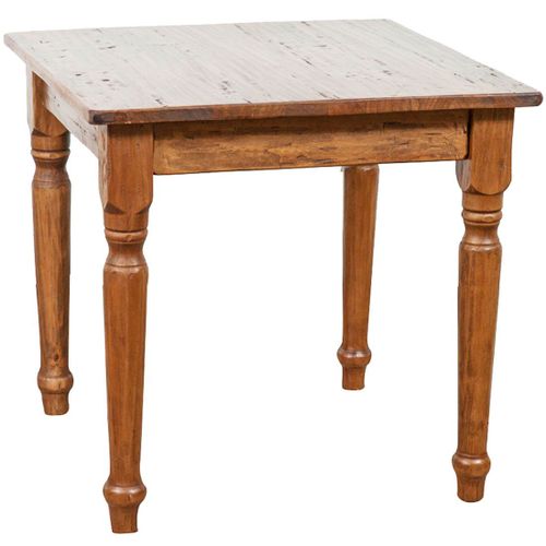 Table Non Extensible Style Rustique En Bois Massif Finition Tilleul Et Noyer L80xpr80xh78 Cm