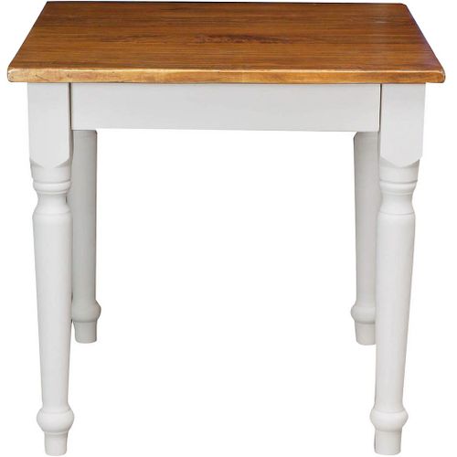 Table Non Extensible Style Champêtre En Bois Massif Structure Blanche Vieillie Sur Plan En Noyer