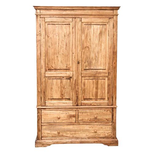 Armoire Rustique En Bois Massif De Tilleul Finition Naturelle L120xpr59xh197 Cm