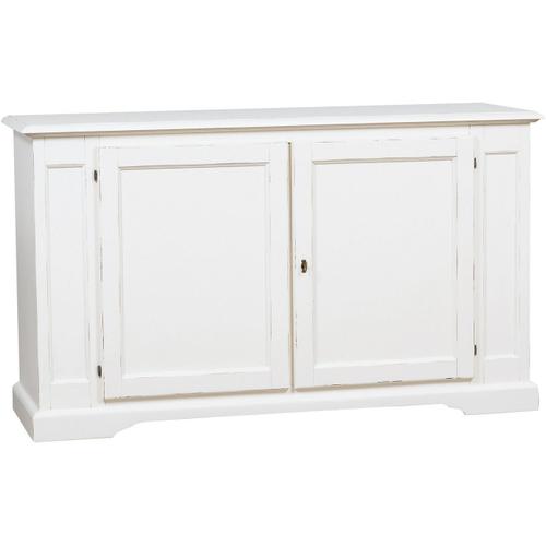 Buffet Rustique En Bois Massif De Tilleul Avec Finition Blanche Antique L180xpr58xh105 Cm