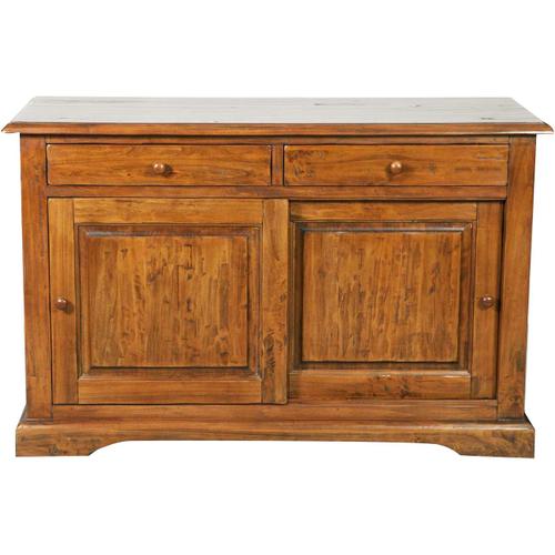 Buffet Campagnard En Bois Massif De Tilleul Finition Noyer L142xpr50xh90 Cm