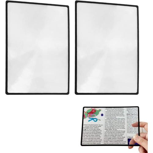 Loupes De Cartes 3x (300%) Feuilles De Loupe Fresnel Loupe De Page Pour Personnes Agées Vieux Père Mère Lecture De Petits Livres Imprimés Et Cartes(2 Pièces, 4.70""X7"")