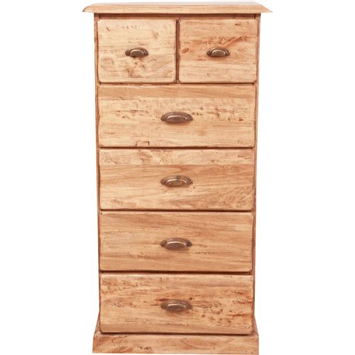 Meuble À Tiroirs Rustique En Bois Massif Tilleul Noyer Finition L63xpr41xh120 Cm
