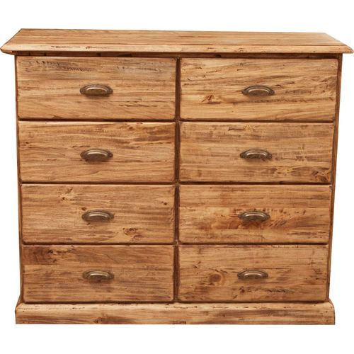 Meuble À Tiroirs Rustique En Bois Massif Tilleul Noyer Finition L116xpr41xh100 Cm