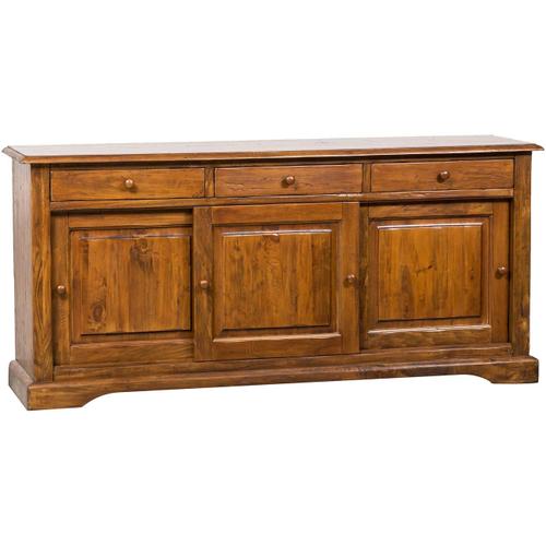 Buffet Campagnard En Bois Massif De Tilleul Finition Noyer L197xpr50xh91 Cm