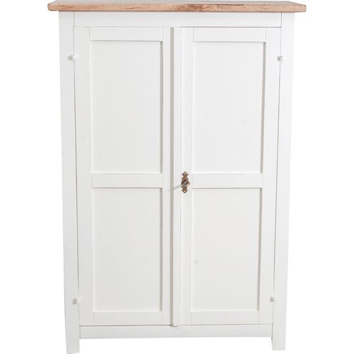 Petit Cabinet Campagnard En Bois Massif De Tilleul Structure Antique Blanche Plan Finition Naturelle L68xpr25xh98 Cm