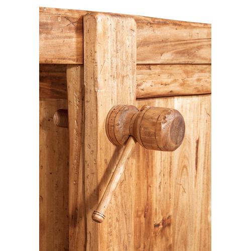 Etabli rustique style en bois massif de tilleul finition naturelle  L126xPR69xH90 cm - L6205-NT