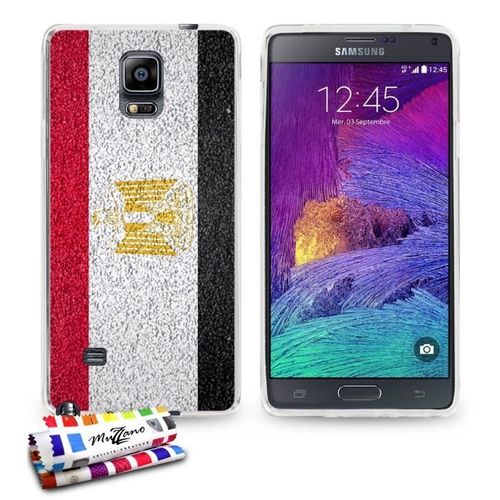 Coque Case Samsung Galaxy Note 4 " Drapeau Egypte " Silicone Transparent Souple (Tpu)