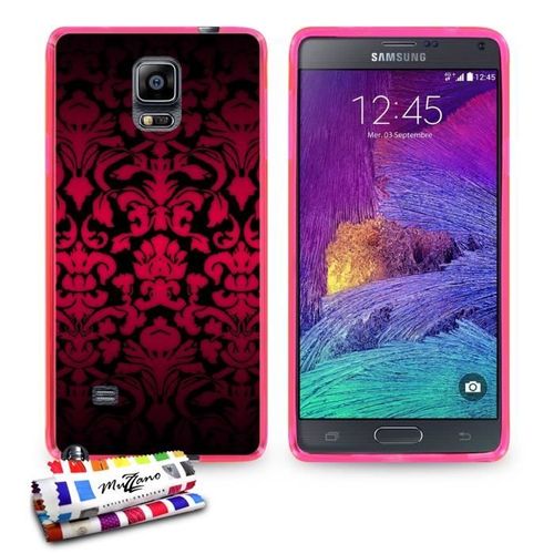 Coque Case Samsung Galaxy Note 4 " Baroque " Silicone Rose Souple (Tpu)