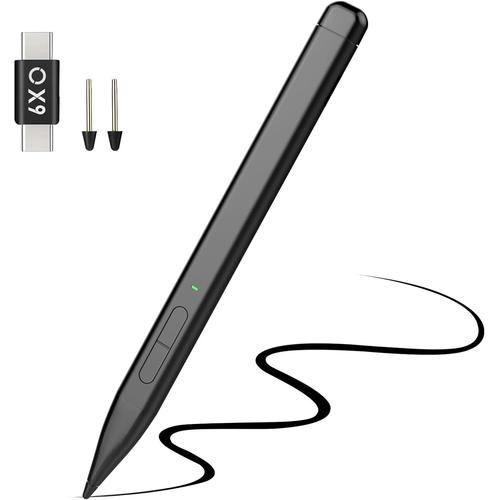 Stylet pour Microsoft Surface, Stylet Capacitif Compatible avec Surface Pro 9/8/7+/7/6/5/4/3/X, Surface 3, Go 3/2/1, Book 3/2/1, Stylus avec 4096 Niveaux de Pression & Rejet de Paume, Noir