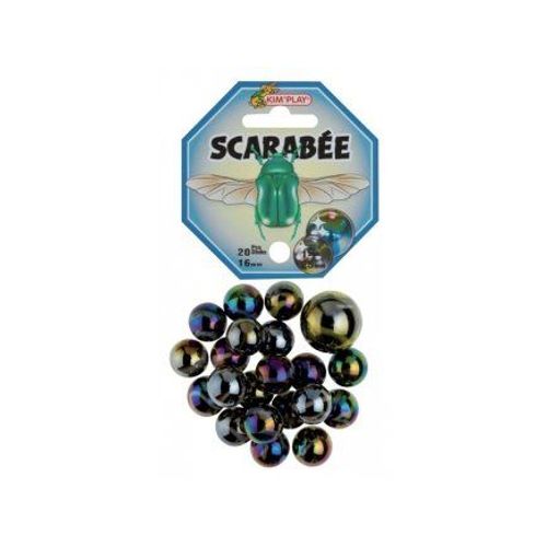 Lot De 20 Billes + 1 Calot Scarabee - Collection Insectes - Billes En Verre Enfant - Jeu Plein Air, Recreation - Set Jouet Retro Et Carte