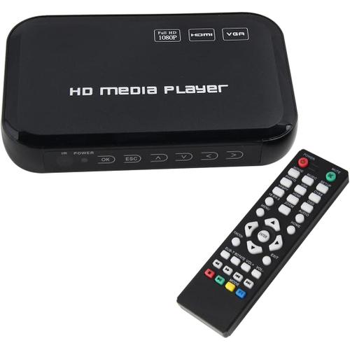 HD Lecteur Multimédia Media Player boîtier Multifonctions USB 2.0/ SD/MS/MMC- avec VGA,AV, HDMI Sorties 1080P(1920×1080)