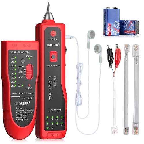 Wire Tracker Rj11 Rj45 Finder Ethernet Lan Multifonction Toner Tracer Réseau Collation De Câble Téléphone Ligne Testeur De Continuité (Rouge)