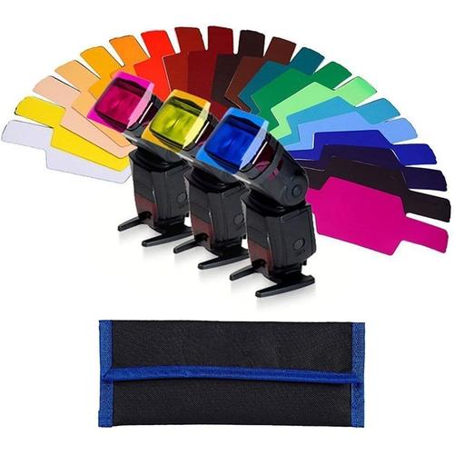 Filtre De Gel En Couleur 20 Couleur Filtres Correcteurs De Couleur En Plastique Pour Photo Studio Strobe Lampe Torche Stroboscopique Led Pour Film Vidéo Photo(2,5 ""X 6"" Et Sac De Rangement)