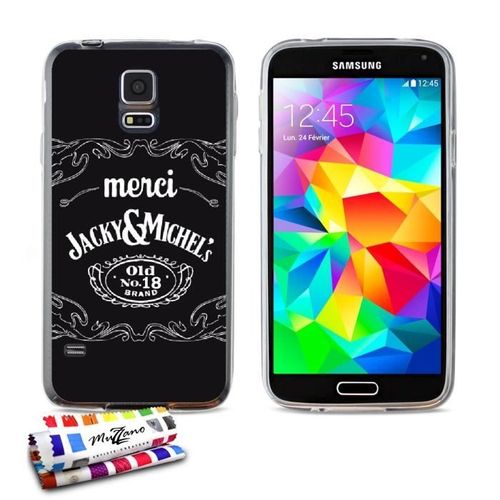 Coque Case Samsung Galaxy S5 " Jacky & Michel " Silicone Transparent Souple (Tpu)