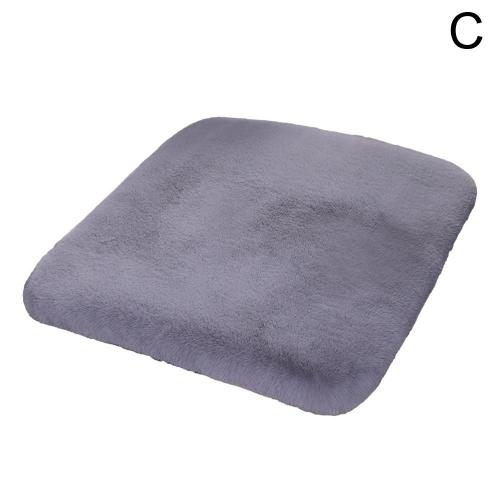 Coussin De Siege De Voiture En Peluche, 1 Piece, Gris, Pour Premiere Rangee, Chaleur D Hiver, Carre Epais En Laine