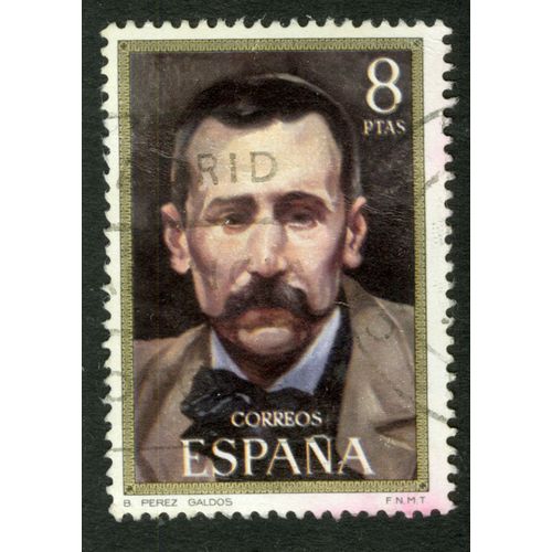 Timbre Oblitéré Espana, Correos, B Perez Galdos, 8 Ptas