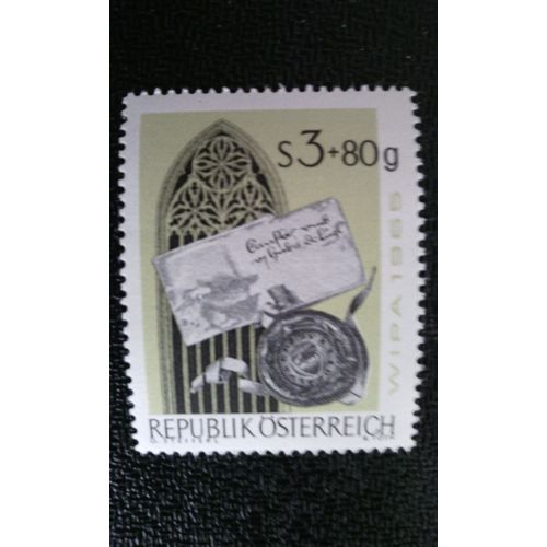 Timbre Autriche Yt 1023 1965 Lettre Gothique Avec Joint Et Fenêtre De L'église Gothique, Cathédrale De Münster