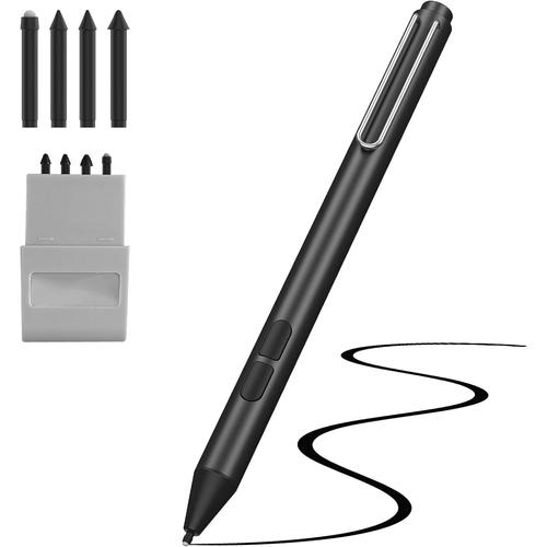 Stylet Pour Surface, Stylus Avec 4096 Niveaux De Pression & Rejet De Paume & 3 Pointes De Rechange Pour Surface Pro X/9/8/7+/7/6/5/4/3, Surface Laptop 1/2/3/4, Surface Go 3/2/1/Book 3/2/1, Noir