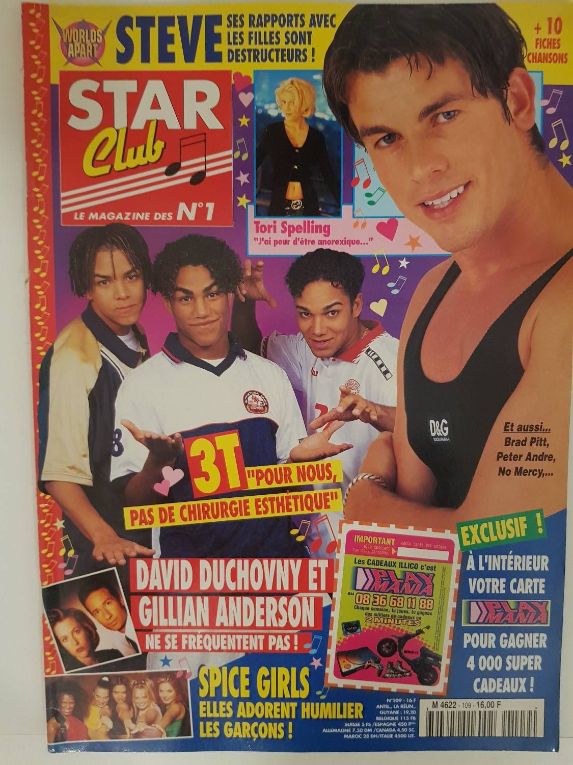 Star Club N109 Dec96 Revue Magazine Avec Axelle Red/3t/Spice Girls/Tori Spelling/2b3/Worlds Apart/Peter Andre/Elsa/Brad Pitt/Patrick Bruel/No Mercy/Ame Strong/Peter Kitsch/Emma Colberty/Stephane Bouil