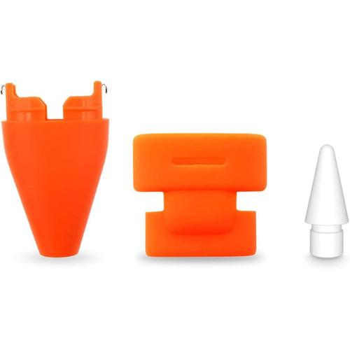 Coque De Nib + Cap Compatible Avec Logitech Crayon Stylet Numérique, Accessoires De Rechange, Crayons Pointes + Cubierta De Pointes + Capuchons Tapa Protectora Pour Logitech Crayon, Orange