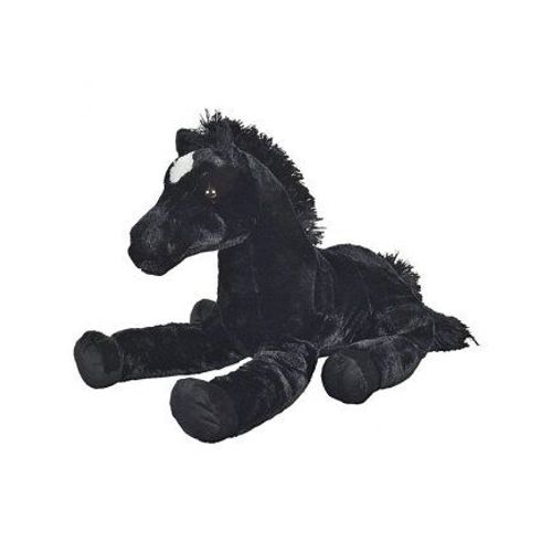 Grand Peluche : Cheval Noir Couche 61cm - Peluche Enfant - Doudou