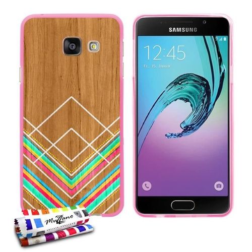 Coque Case Samsung Galaxy A3 (2016) " Peinture Sur Bois " Silicone Rose Souple (Tpu)