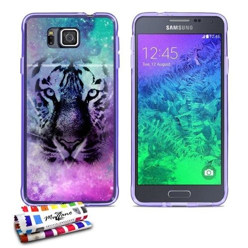 Coque Case Samsung Galaxy Alpha " Lion Galaxie " Silicone Violet Souple (Tpu)