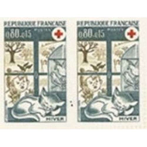 1974 Au Profit De La Croix Rouge-L'hiver -N°1829 X2