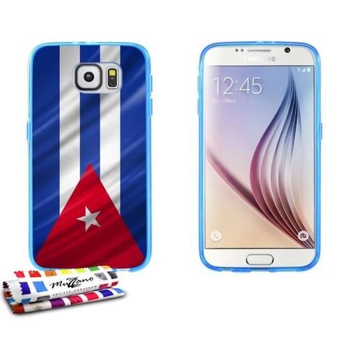 Coque Case Samsung Galaxy S6 " Drapeau Cuba " Silicone Bleu Souple (Tpu)