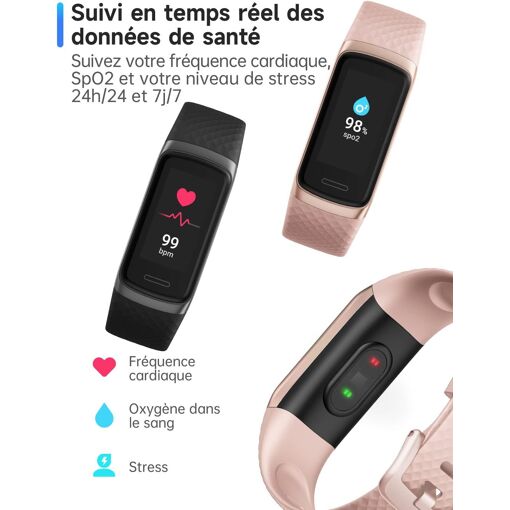 RUMOCOVO® Montre connectée étanche avec moniteur de fréquence cardiaque, de pression artérielle