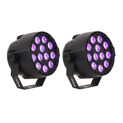 Pack de 2 Projecteurs Par Ibiza Light PAR-MINI-UV - 18x1W DMX LED UV Stroboscope Fête Club Bar Discothèque Lumière