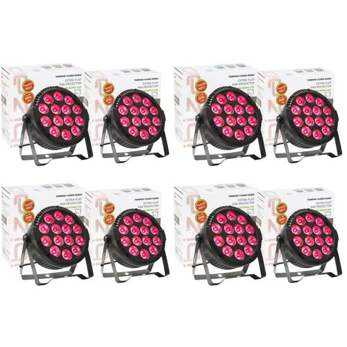 Pack 8 Projecteurs Par THINPAR-14x6W-RGBW Ibiza Light Télécommande DMX Extra-plats Soirée Ambiance Dj LED Bar Fête Club Discothèque