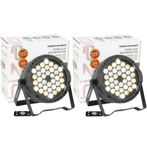 Pack de 2 Projecteurs Blancs Par Ibiza Light THINPAR-36X1WHITE - DMX Télécommande LED Extra-plats Soirée Dj Fête Club Discothèque