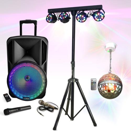 Pack Karaoké Enceinte Autonome 700W PARTY-12RGB - Pied Lumière DJ BOOST-LIGHT70 - Boule Disco LEDS RGB ASTRO-BALL8 - Sono Soirée