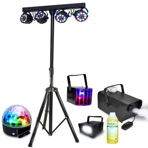 Pack Pied Lumière Portique DJ BOOST-LIGHT70 4 Projecteurs - Machine Fumée PARTY-SM400 - Ensemble Derby Strobe Astro PARTY-3PACK