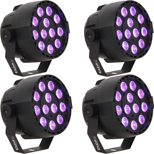 Pack de 4 Projecteurs Par Ibiza Light PAR-MINI-UV - 18x1W Fête Club Bar Discothèque Lumière DMX LED UV Stroboscope