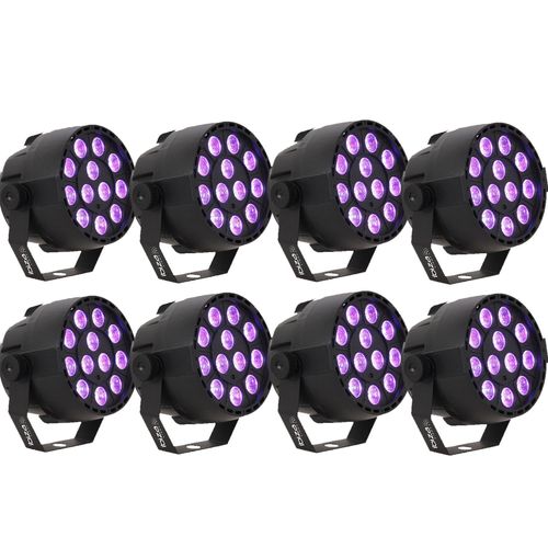 Pack de 8 Projecteurs Par Ibiza Light PAR-MINI-UV - 18x1W DMX LED UV Stroboscope Lumière Dj Fête Club Bar Discothèque
