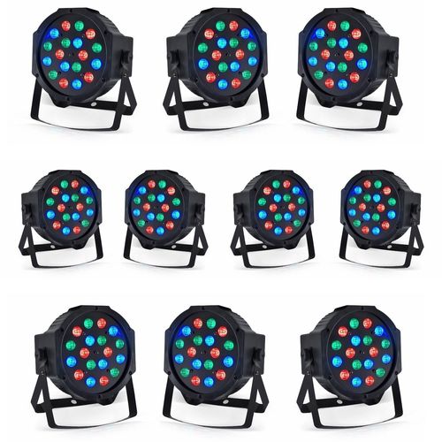 Pack 10 Jeux de Lumière Projecteurs Par RGB DMX Party - Salle des fêtes DJ Mariage Soirée Anniversaire Bar Club Discothèque