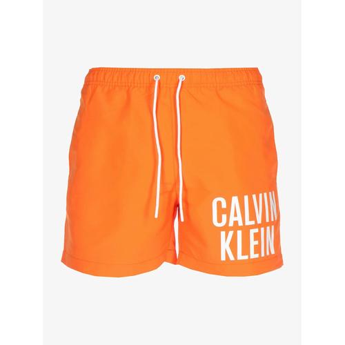 Calvin Klein Swimwear Orange Short De Bain À Cordon De Serrage